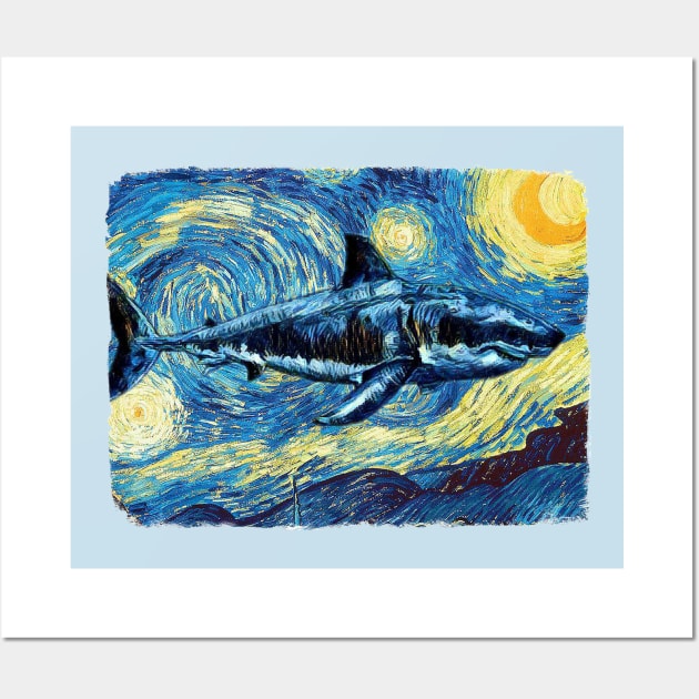 The Shark Van Gogh Style Wall Art by todos